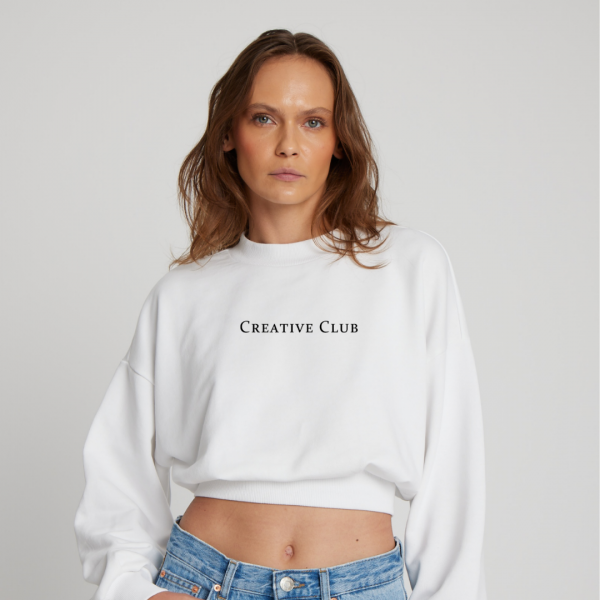 Creative Club Baskılı Crop Sweatshirt