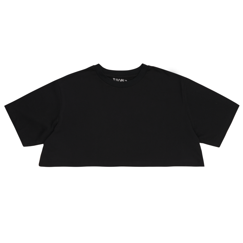 Yazılı siyah Crop – Crop T-Shirt