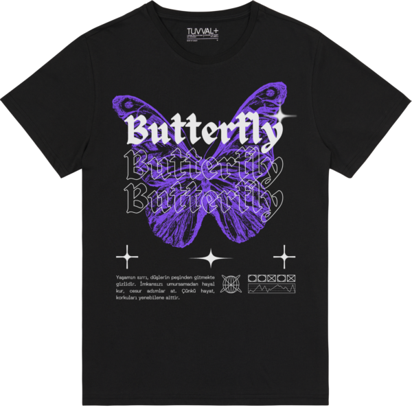 Butterfly Mor-Siyah T-Shirt – Premium T-Shirt